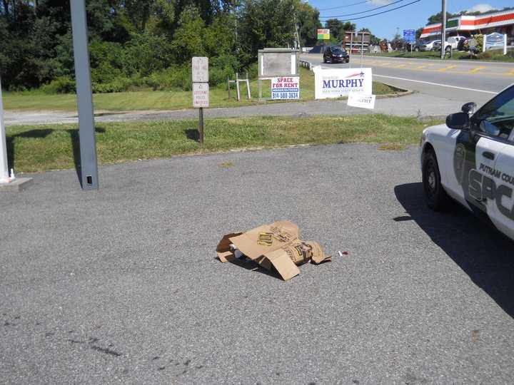 A photo of the scene involving two dead chickens in Mahopac.