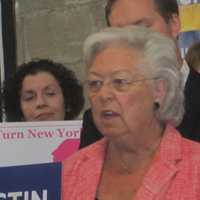 <p>Assemblywoman Sandra Galef speaks out in favor of Justin Wagner in Thornwood.</p>