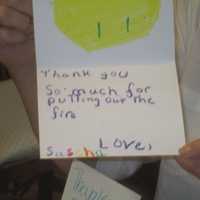 <p>One of the thank you cards written to firefighters on Sept. 11.</p>