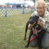 <p>Ana Heller and her dog Odette at Adopt-A-Dog&#x27;s 27th annual Puttin&#x27; On The Dog festival in Greenwich.</p>