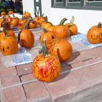 <p>Painted pumpkins on display at the Ambler Farm fall festival on Sunday.</p>