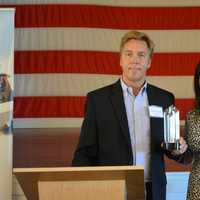 <p>Fryer Machine Systems President Lawrence Fryer, left, and Putnam EDC President Meghan Taylor, right.</p>