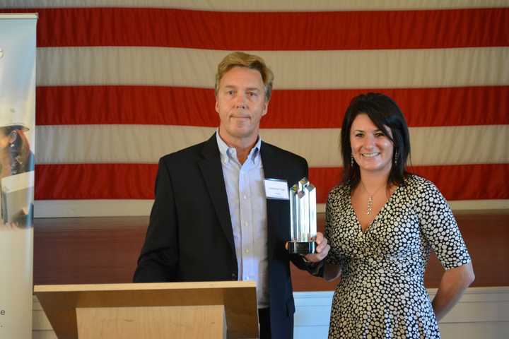 Fryer Machine Systems President Lawrence Fryer, left, and Putnam EDC President Meghan Taylor, right.