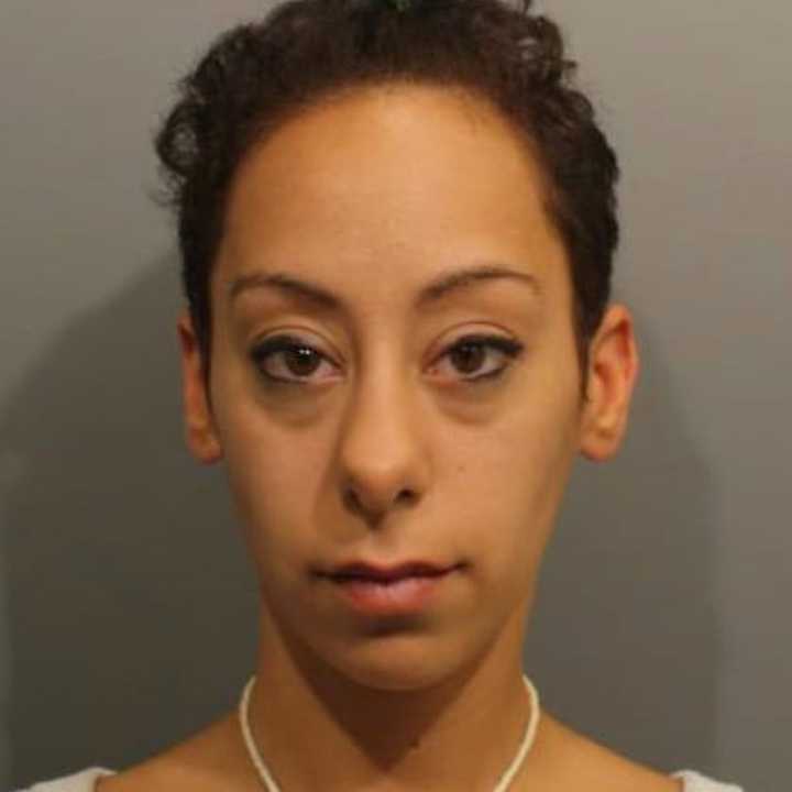 Angelica Pasakiolis, 27, of Wilton was arrested after slamming into a utility pole with her 3-year-old and 1-year-old children in the vehicle, Wilton Police said.