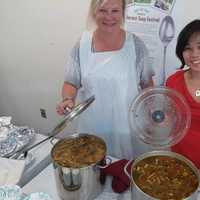 <p>Volunteers dished out the soup, pesto and bread at the Pocantico School cafeteria.
</p>