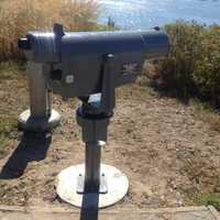 <p>High powered binoculars at the new Tappan Zee construction viewing area in Tarrytown</p>