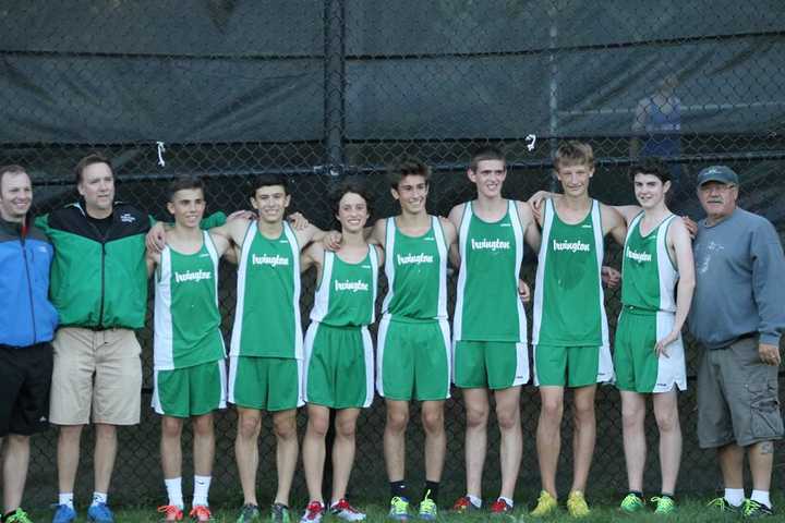 The Irvington High School boys cross country team wins county championship.