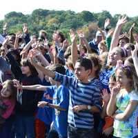 <p>Students cheer teachers on as they take the ALS ice bucket challenge. </p>