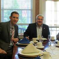 <p>Tuckahoe Village Administrator David Burke with Mayor Steve Ecklond and RiverVue Executive Director David Goldsmith.</p>