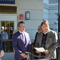 <p>State Sen. George Latimer (second from right) and Assemblyman David Buchwald (right) gather at The Bristal at Armonk&#x27;s grand opening.</p>