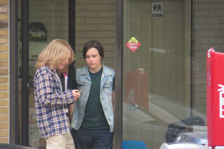 Ellen Page, Julianne Moore Film 'Freeheld' At Rye Brook Gas Station