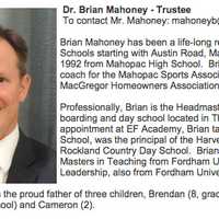 <p>A screen shot of Brian Mahoney&#x27;s school board trustee biography, posted on the school district&#x27;s website.</p>