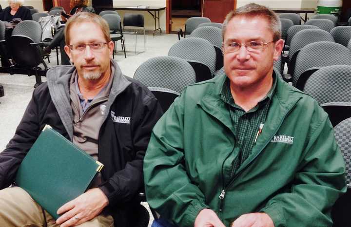 Bob Barber and Michael McGown of Bartlett Tree Experts&#x27; Elmsford branch came to the meeting network and learn about energy savings