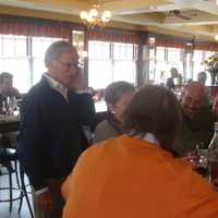 <p>Foley greets Darien residents in Ten Twenty Post Friday afternoon.</p>