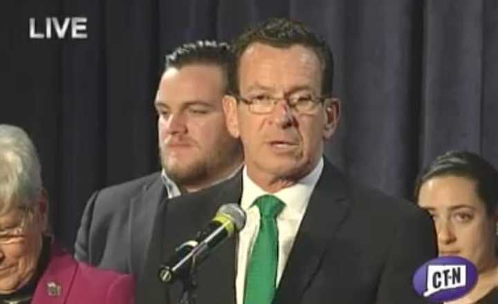 Gov. Dannel Malloy declares victory in the governor&#x27;s race at about 12:30 a.m. Wednesday with some results still out. 