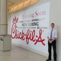 <p>Rich Beattie, 33, is the first-time business owner behind the new Chick-Fil-A franchise opening Thursday at the Danbury Fair mall. </p>