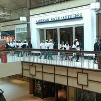 <p>The food winners make their way through the Danbury Fair Mall. </p>