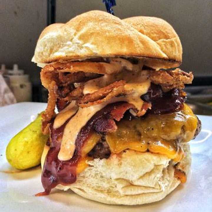 A burger from Little Pub, one of the restaurants participating in Greenwich Restaurant Week.