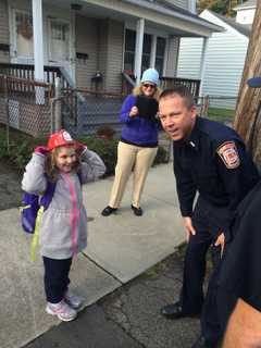 Bridgeport First-Grader Gets Special Ride To School In Fire Truck