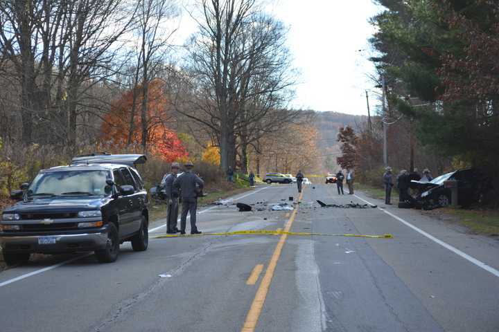 New York State Troopers at the scene of a 2-car collision on Route 22 in Southeast.