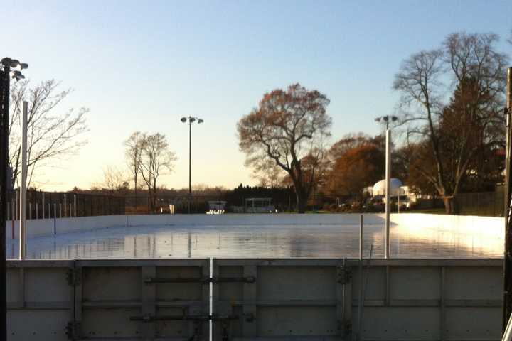 Sign Of Winter: Westport PAL Ice Rink At Longshore Opens 