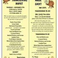 <p>The Thanksgiving menu for Two Steps Downtown Grille. Diners can choose from a complete takeout menu for $15 per person (10-person minimum) or a buffet from noon to 7 p.m. for 20.95 per person, $7.95 per child under the age of 10. </p>