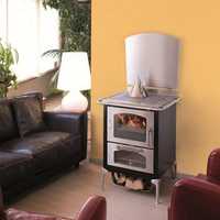 <p>The Domina wood burning cook stove is a contemporary appliance with old world flair</p>