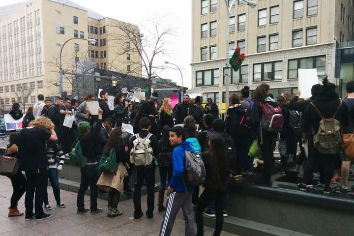 Mamaroneck Students Organize Protest At County Offices In White Plains