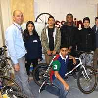 <p>The Re-Cycling Club at Ossining High School fixes bikes and donates them to the community.</p>