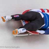 <p>Tucker West concentrates during his luge run in Lake Placid, N.Y.</p>