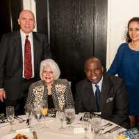 <p>Fom left, Music Conservatory of Westchester Trustee Thomas Cratty of Bronxville, Gayle Cratty, Trustee Alexander Johnson of White Plains, and Conservatory student Ana Maria Acevedo of New Rochelle with her parents Gloria Ortega and Silvio Acevedo.</p>