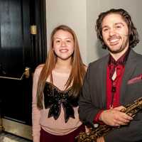 <p>Leilani Orozco of White Plains, who is in her second year of study at the Music Conservatory of Westchester, poses with her teacher Nick Biell.</p>