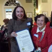 <p>From left, U.S. Department of State Fine Arts Committee Member Judith Hernstadt; 2014 Anne Hutchinson-Bronxville Chapter DAR Honoree and Founder-Descendant Virginia Kathryn Hefti and White Plains Chapter DAR Vice Regent Brook Tyler Hanna.</p>