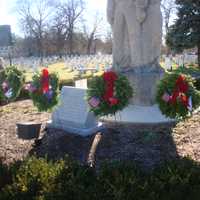 <p>The seven ceremonial wreaths in honor of veterans from the Army, the Marine Corps, the Navy, the Air Force, the Coast Guard, the merchant marine and those who are POWs or MIAs.</p>