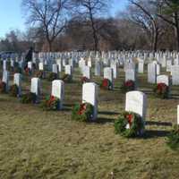 <p>Wreaths laid out across graves of veterans at Spring Grove Cemetery.</p>