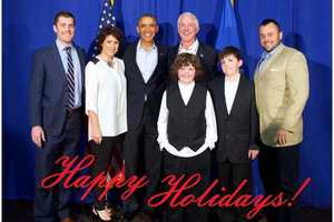 Obama Takes Center Stage On Holiday Card With Bridgeport's Mayor Finch