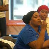 <p>Residents discuss fighting racism at the Yonkers Riverfront Library.</p>