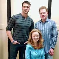 <p>Jennifer Hope Wills (Guenevere), Jeremiah James, left, (Sir Lancelot) and Clark Carmichael (King Arthur).</p>