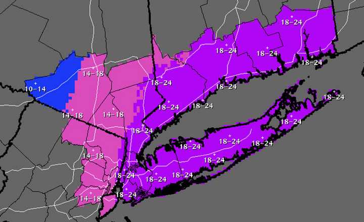 Projected snowfall totals for the major Nor&#x27;easter headed to the area.