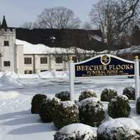 <p>Beecher Funeral Home in Pleasantville following the snowstorm. </p>