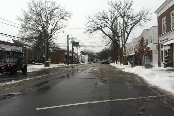 Greenwich Clears Out As Town Cleans Up From Snowfall 