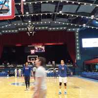 <p>The Westchester Knicks warming up Friday night at County Center before their game against the Sioux Falls Skyforce.</p>