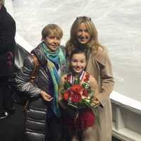 <p>Emilia with her coaches, Mary Lynn Gelderman and Inese Bucevica.</p>