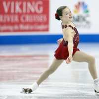 <p>Emilia Murdock performs an Ina Bauer in her program at nationals, held in Greensboro, N.C., last month. </p>