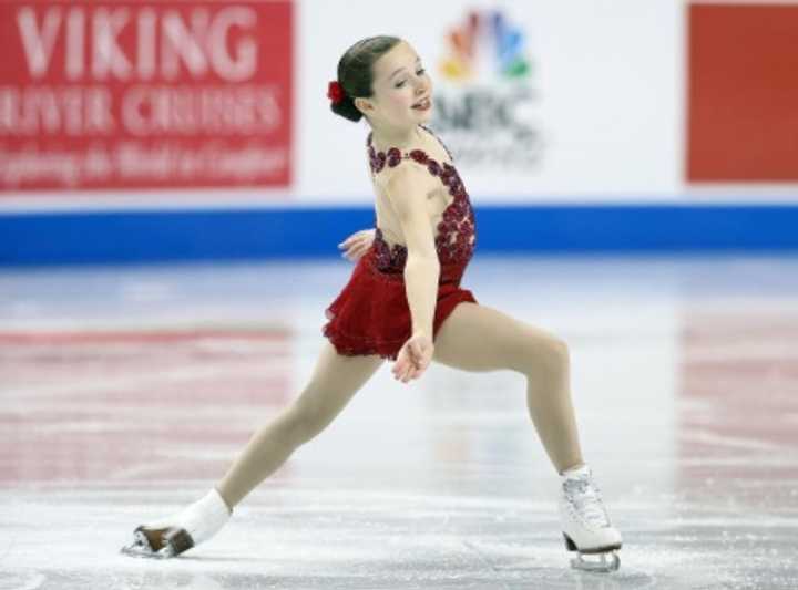 Emilia Murdock performs an Ina Bauer in her program at nationals, held in Greensboro, N.C., last month. 