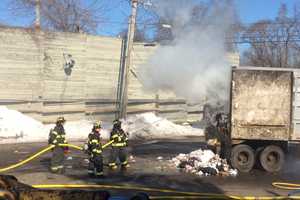 Fairfield Firefighters Deal With Frozen Hydrants During Garbage Truck Blaze