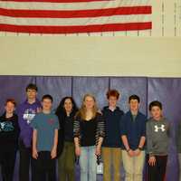 <p>John Jay Middle Schools 10 Geography Bee participants with teacher Barbara Kessler.</p>