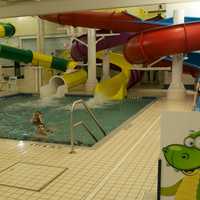 <p>Water slides zig zag through the Splash Zone. </p>