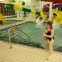 <p>Kids end up in the final pool after navigating the slides at the Splash Zone at Chelsea Piers. </p>