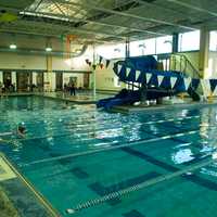 <p>The pool offers lap swim, lessons and a giant slide. </p>